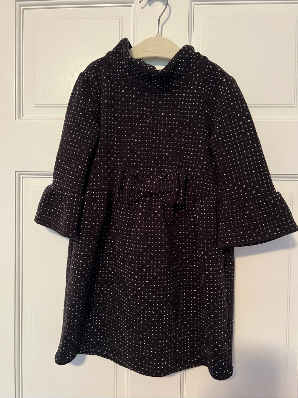 Juno Valentine (Janie and Jack) Girls Black Knit Bow-Appliqué Dress